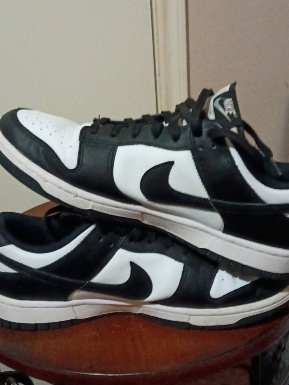 Nike Dunk Low Panda Sneakers Black White Leather Women's Size 10.5 Low Top - Picture 13 of 14